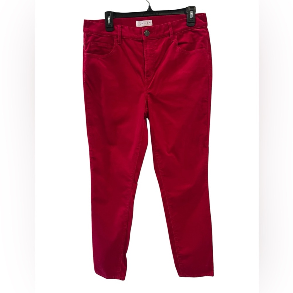Loft Woman’s Size 10/30 Fuchsia Velvet Skinny Ankle Pants  Inseam 28”